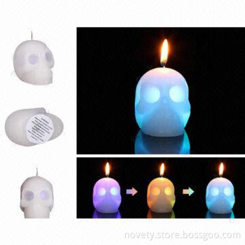 LED Skull Real Smokeless Wax Candle, really change colors when lit